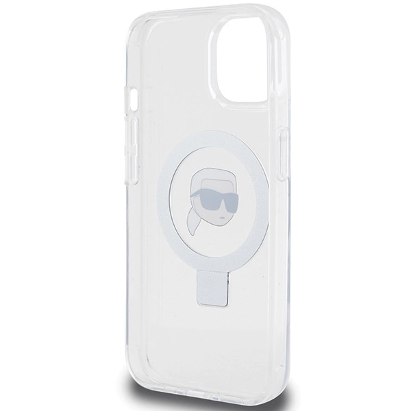Etui Karl Lagerfeld Ring Stand Karl Head MagSafe do iPhone 15 - białe