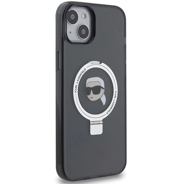 Etui Karl Lagerfeld Ring Stand Karl Head MagSafe do iPhone 15 - czarne