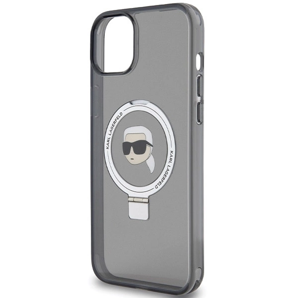 Etui Karl Lagerfeld Ring Stand Karl Head MagSafe do iPhone 15 - czarne