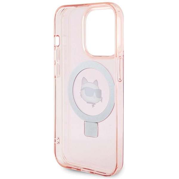Etui Karl Lagerfeld Ring Stand Choupette Head MagSafe do iPhone 15 Pro Max - różowe