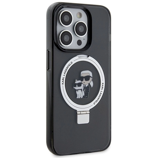 Etui Karl Lagerfeld Ring Stand Karl&Choupettte MagSafe do iPhone 15 Pro Max - czarne
