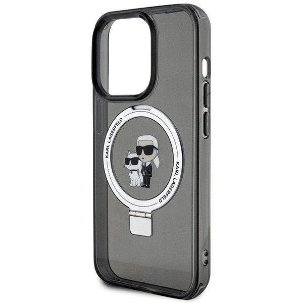 Etui Karl Lagerfeld Ring Stand Karl&Choupettte MagSafe do iPhone 15 Pro Max - czarne