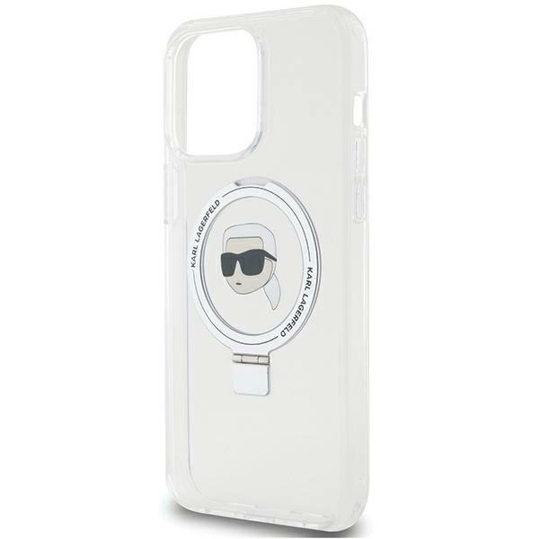 Etui Karl Lagerfeld Ring Stand Karl Head MagSafe do iPhone 15 Pro Max - białe
