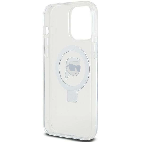 Etui Karl Lagerfeld Ring Stand Karl Head MagSafe do iPhone 15 Pro Max - białe