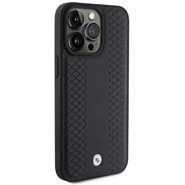 Etui BMW Leather Diamond Pattern na iPhone 15 Pro - czarne