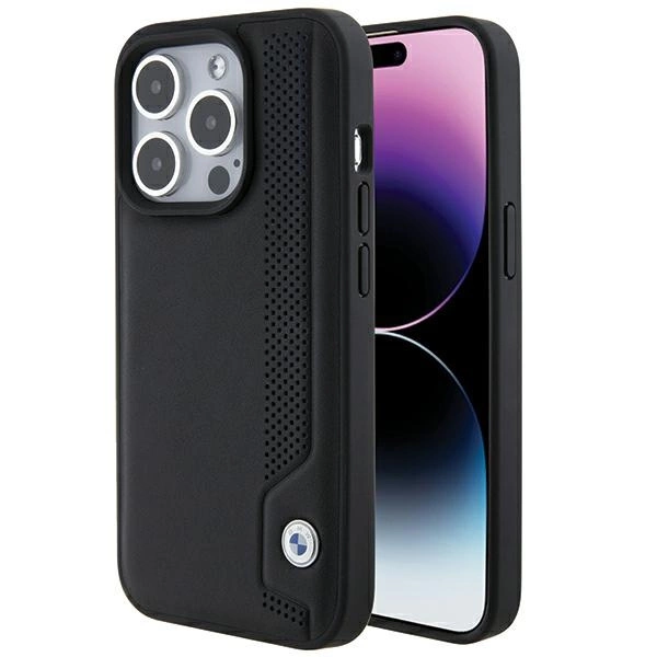 Etui BMW Leather Blue Dots na iPhone 15 Pro Max - czarne