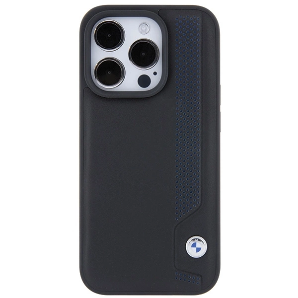Etui BMW Leather Blue Dots na iPhone 15 Pro Max - czarne