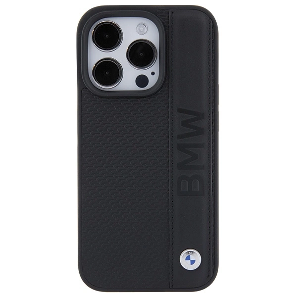 Etui BMW Leather Textured & Stripe na iPhone 15 Pro Max - czarne