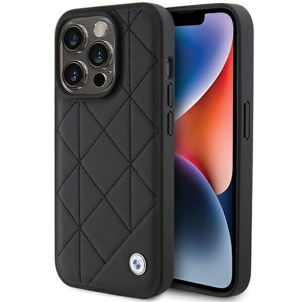 Etui BMW Leather Quilted na iPhone 15 Pro Max - czarne