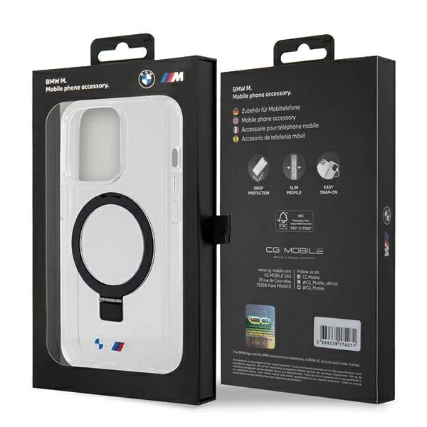 Etui BMW Ring Stand M Collection MagSafe na iPhone 15 Pro - przezroczysty