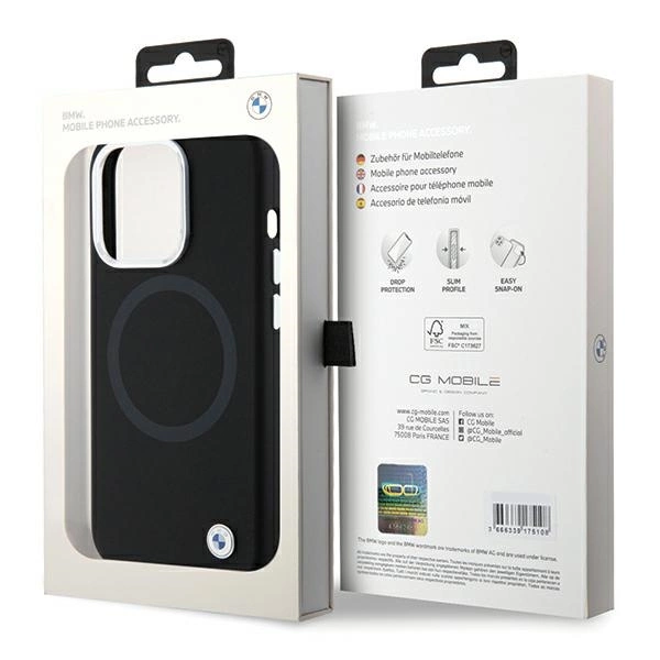 Etui BMW Signature Liquid Silicone MagSafe na iPhone 15 Pro Max - czarne