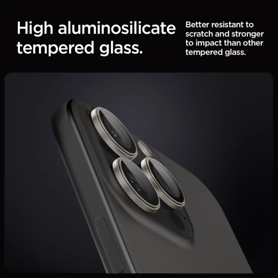 Osłona aparatu Spigen Optik.tR EZ Fit Camera Protector na iPhone 14 Pro / Pro Max / 15 Pro / Pro Max - tytan naturalny 2 szt.