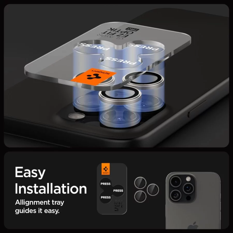 Osłona aparatu Spigen Optik.tR EZ Fit Camera Protector na iPhone 14 Pro / Pro Max / 15 Pro / Pro Max - tytan naturalny 2 szt.