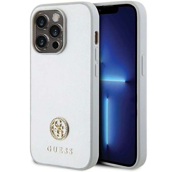 Etui Guess Strass Metal Logo na iPhone 15 Pro - srebrne