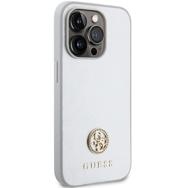 Etui Guess Strass Metal Logo na iPhone 15 Pro - srebrne