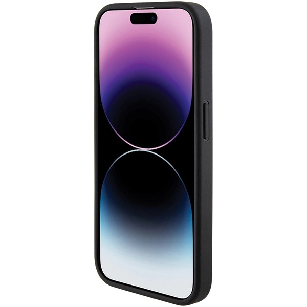 Etui Guess Grip Stand 4G Triangle Strass na iPhone 15 Pro Max - czarne