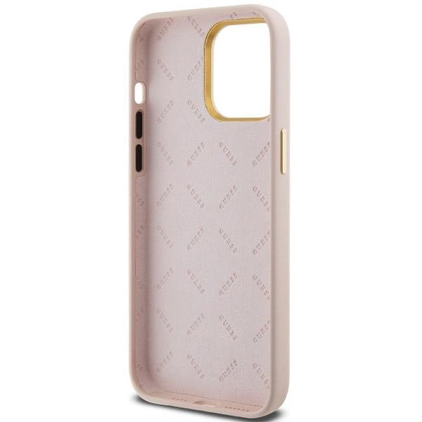 Etui Guess Silicone Script Metal Logo & Frame na iPhone 15 Pro Max - różowe