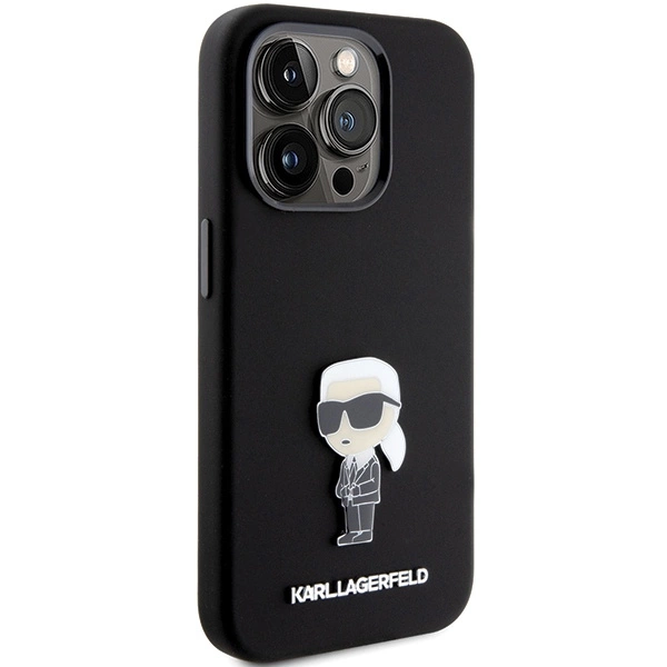 Etui Karl Lagerfeld Silicone Ikonik Metal Pin na iPhone 15 Pro - czarne
