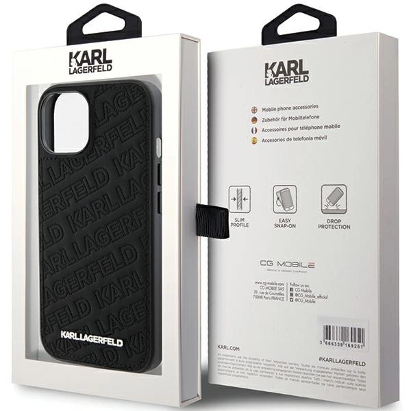 Etui Karl Lagerfeld Quilted K Pattern na iPhone 15 Plus / 14 Plus - czarne