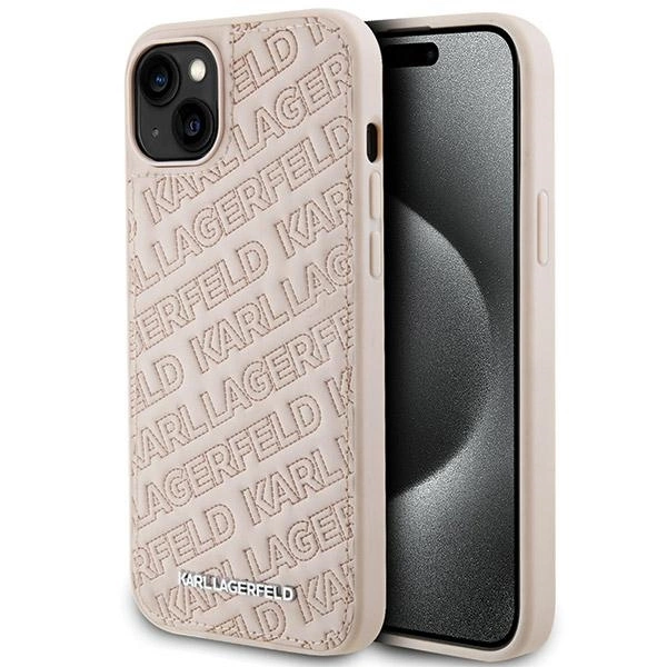 Etui Karl Lagerfeld Quilted K Pattern na iPhone 15 Plus / 14 Plus - różowe