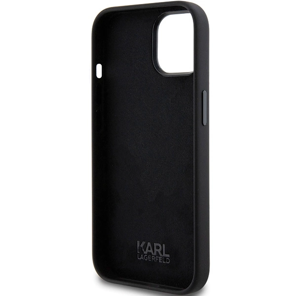 Etui Karl Lagerfeld Silicone Choupette Metal Pin na iPhone 15 Plus / 14 Plus - czarne