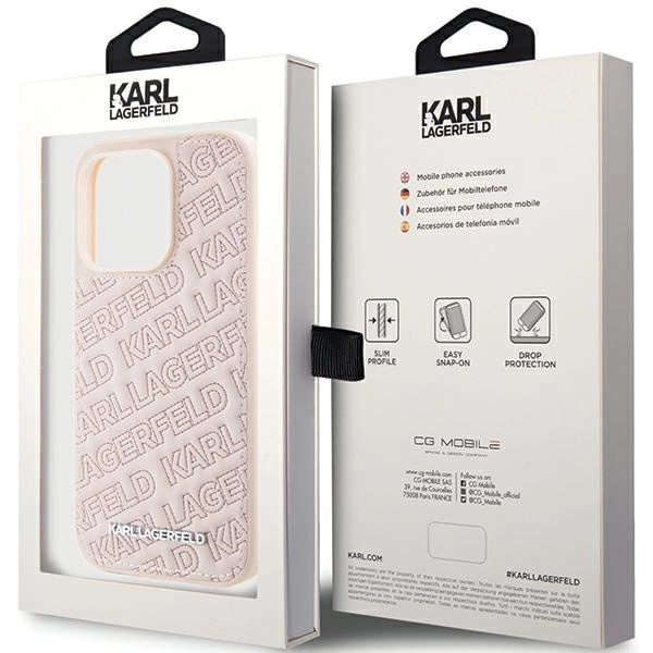 Etui Karl Lagerfeld Quilted K Pattern na iPhone 15 Pro Max - różowe