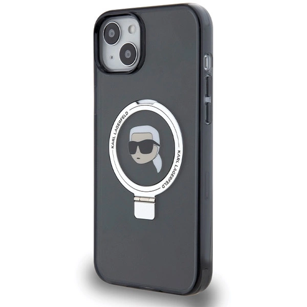 Etui Karl Lagerfeld Ring Stand Karl Head MagSafe na iPhone 15 Plus / 14 Plus - czarne