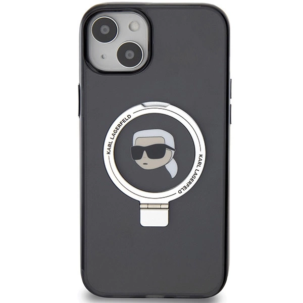 Etui Karl Lagerfeld Ring Stand Karl Head MagSafe na iPhone 15 Plus / 14 Plus - czarne