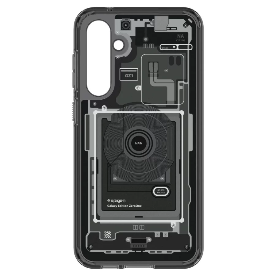 Etui Spigen Ultra Hybrid na Samsung Galaxy S23 FE - ciemnoszare (wzór Zero One)