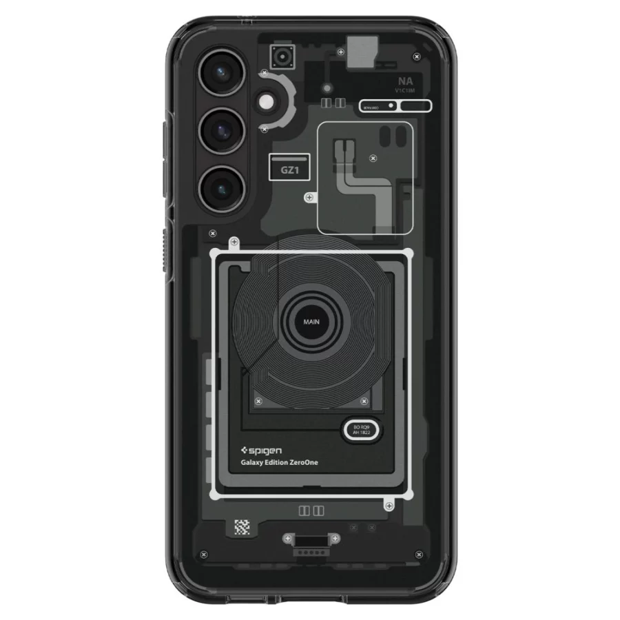 Etui Spigen Ultra Hybrid na Samsung Galaxy S23 FE - ciemnoszare (wzór Zero One)