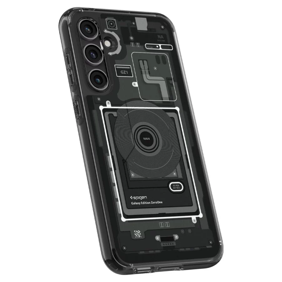 Etui Spigen Ultra Hybrid na Samsung Galaxy S23 FE - ciemnoszare (wzór Zero One)