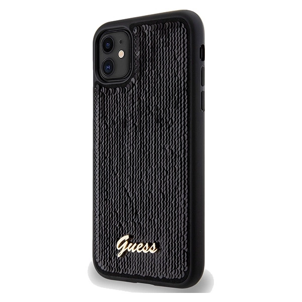 Etui Guess Sequin Script Metal na iPhone 11 / Xr - czarne