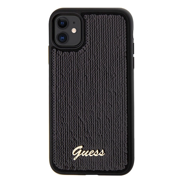 Etui Guess Sequin Script Metal na iPhone 11 / Xr - czarne