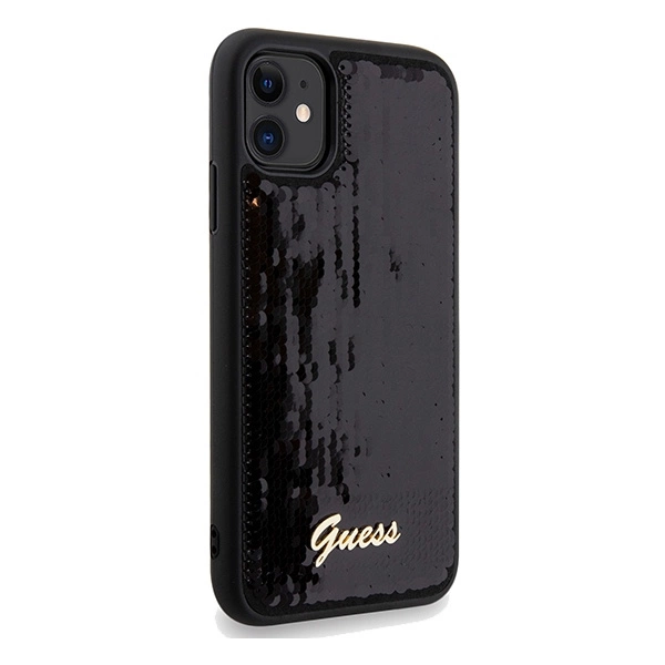 Etui Guess Sequin Script Metal na iPhone 11 / Xr - czarne