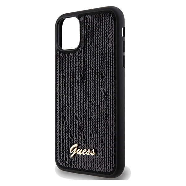 Etui Guess Sequin Script Metal na iPhone 11 / Xr - czarne