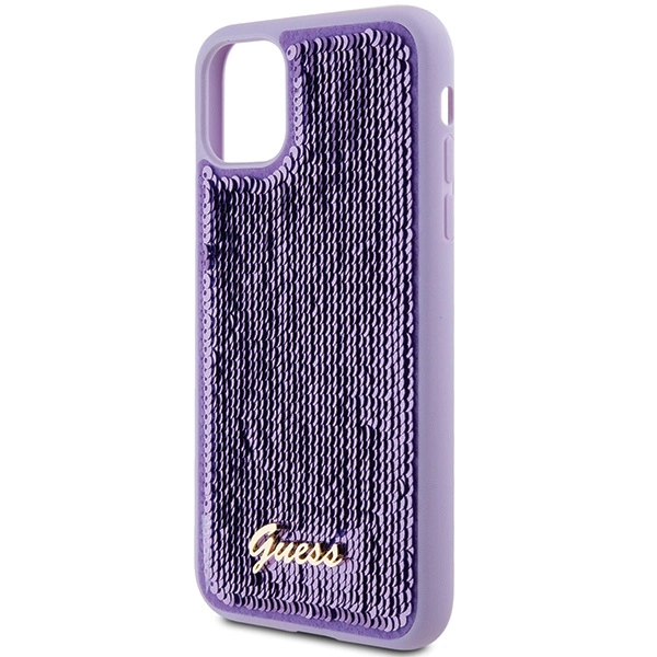 Etui Guess Sequin Script Metal na iPhone 11 / Xr - fioletowe