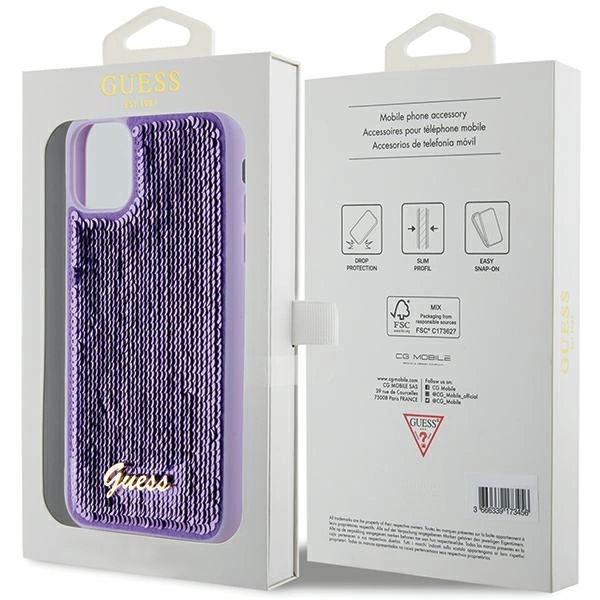 Etui Guess Sequin Script Metal na iPhone 11 / Xr - fioletowe
