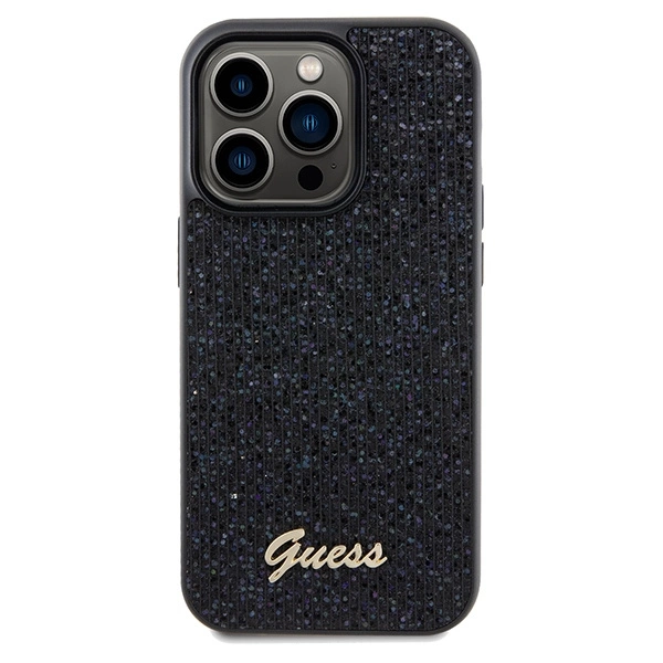 Etui Guess Disco Metal Script na iPhone 14 Pro - czarne