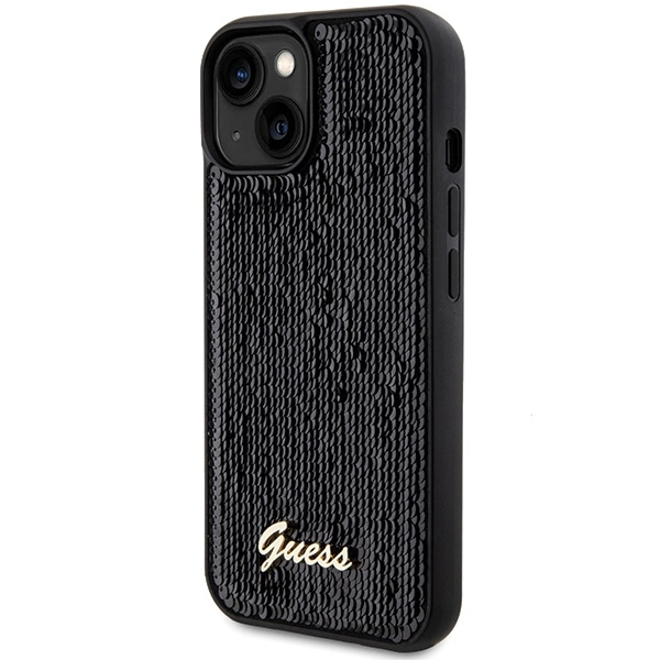 Etui Guess Sequin Script Metal na iPhone 14 / 15 / 13 - czarne