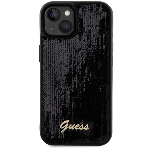 Etui Guess Sequin Script Metal na iPhone 14 / 15 / 13 - czarne