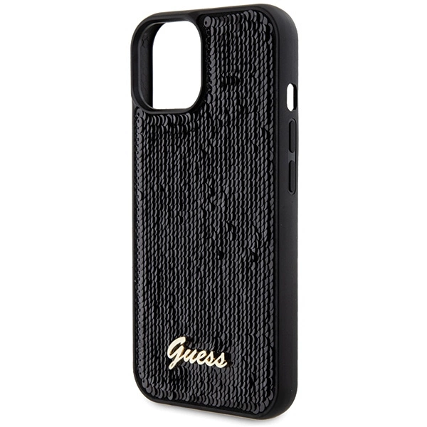 Etui Guess Sequin Script Metal na iPhone 14 / 15 / 13 - czarne