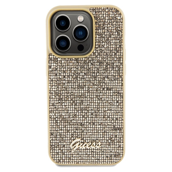 Etui Guess Disco Metal Script na iPhone 14 Pro Max - złote