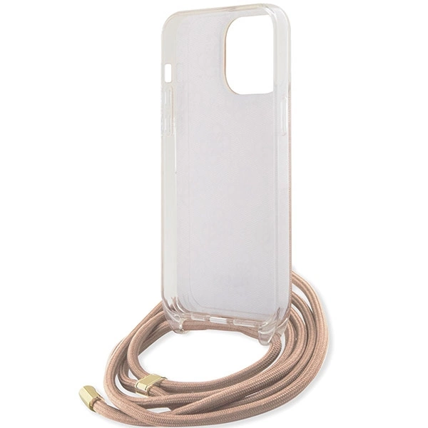 Etui Guess Crossbody Cord 4G Print na iPhone 15 Pro - różowe