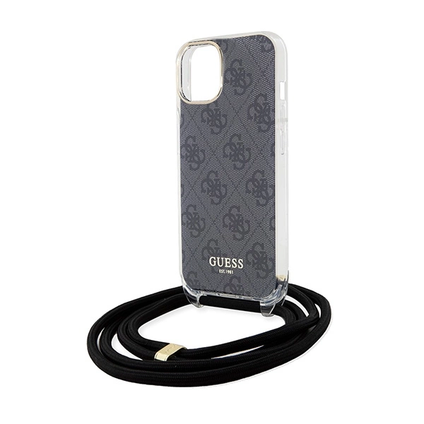Etui Guess Crossbody Cord 4G Print na iPhone 15 / 14 / 13 - czarne