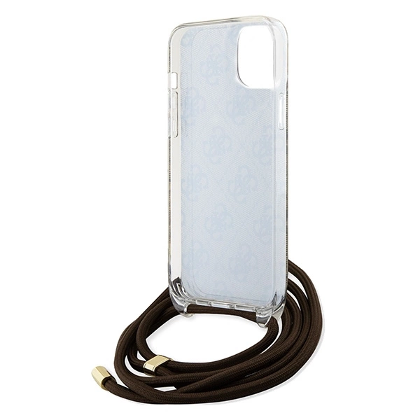 Etui Guess Crossbody Cord 4G Print na iPhone 15 / 14 / 13 - brązowe