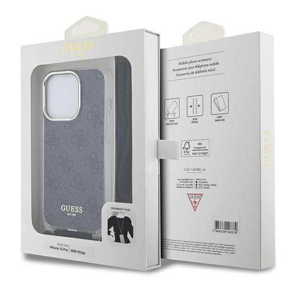 Etui Guess Crossbody Cord 4G Print na iPhone 15 Pro Max - czarne