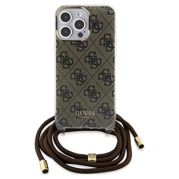 Etui Guess Crossbody Cord 4G Print na iPhone 15 Pro Max - brązowe