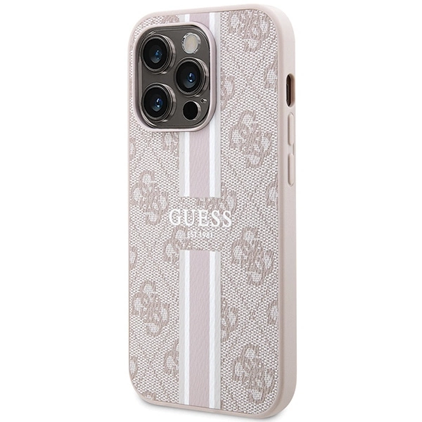 Etui Guess 4G Printed Stripes MagSafe na iPhone 15 Pro - różowe