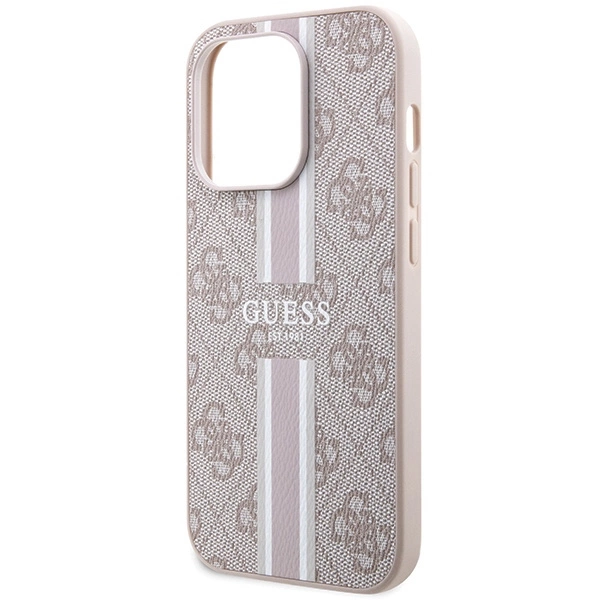 Etui Guess 4G Printed Stripes MagSafe na iPhone 15 Pro - różowe