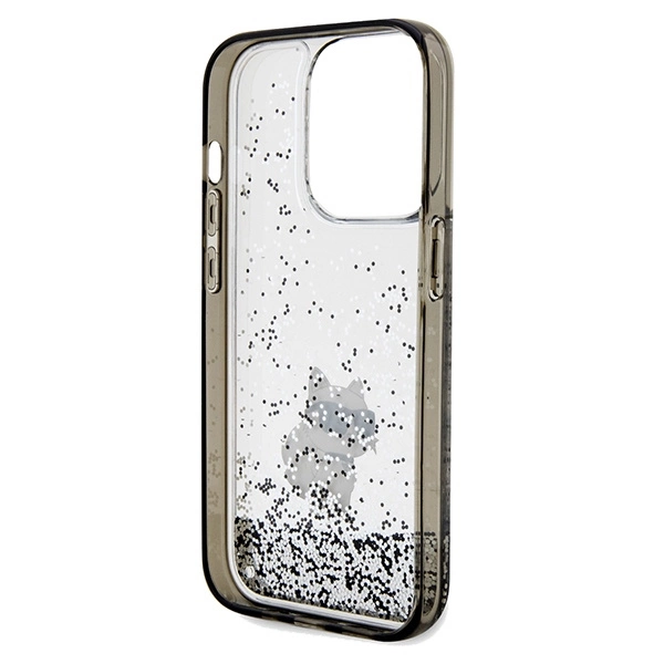 Etui Karl Lagerfeld Liquid Glitter Choupette na iPhone 14 Pro - przezroczyste